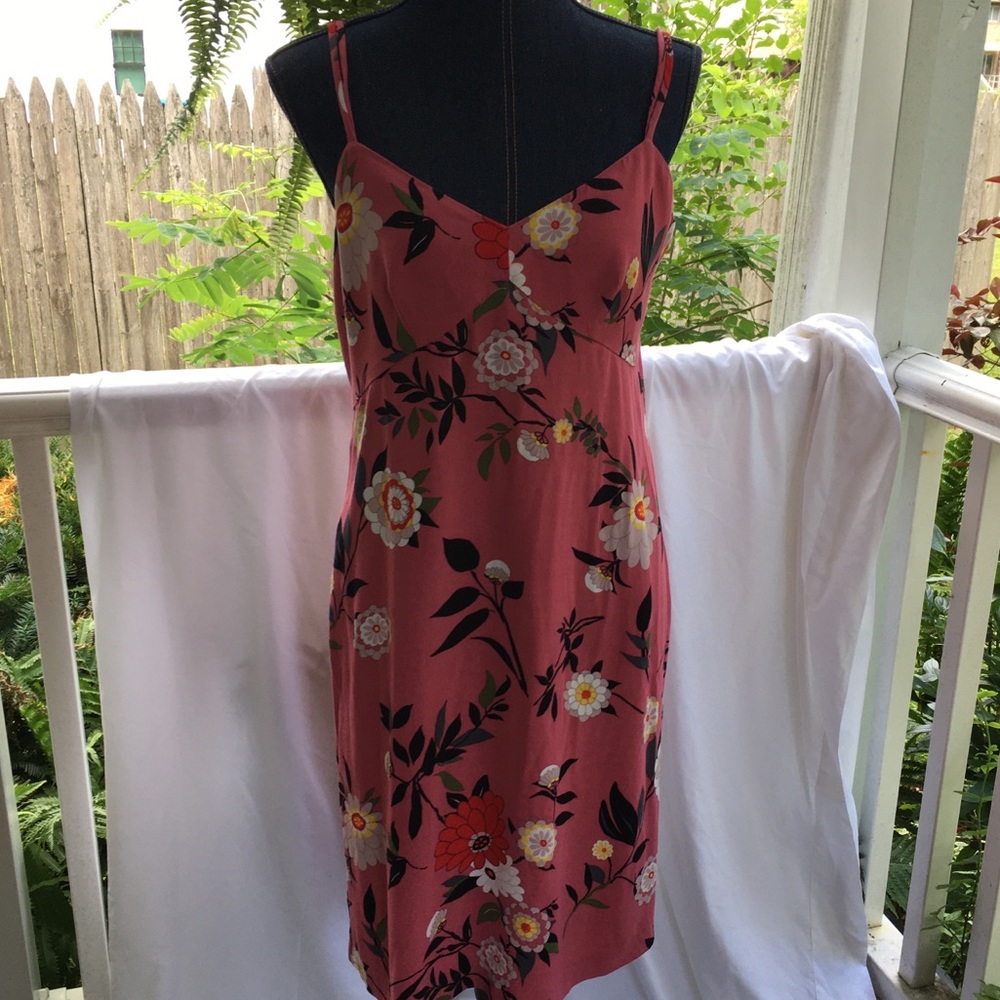 Ann Taylor LOFT Pink Floral Sweetheart Sundress